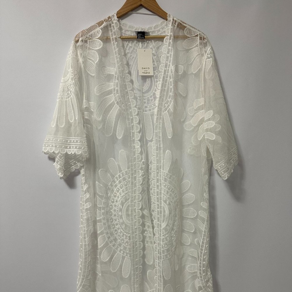 David and Young White Floral Embroidered Swim Suit Cover Up - New With Tags!